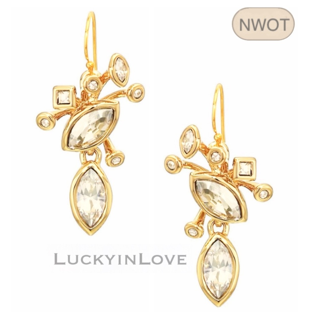 ALEXIS BITTAR • Gold Navette Crystal Cluster
Drop Earrings